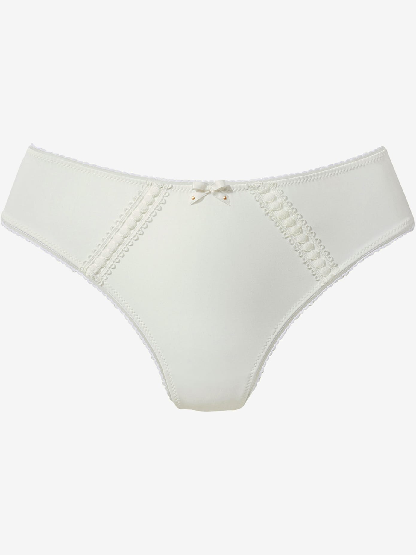 String féminin avec bordure en dentelle et nœud décoratif