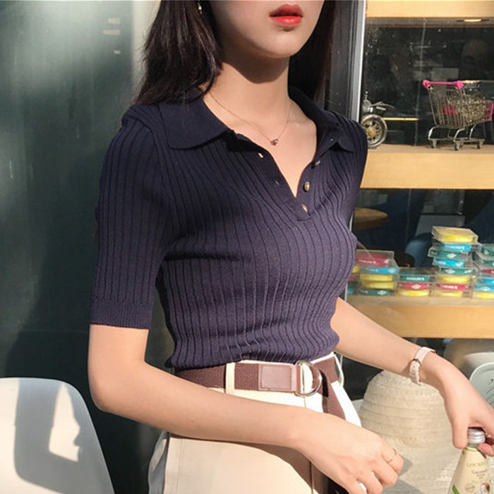 Shopherd - Geribbeld gebreid poloshirt