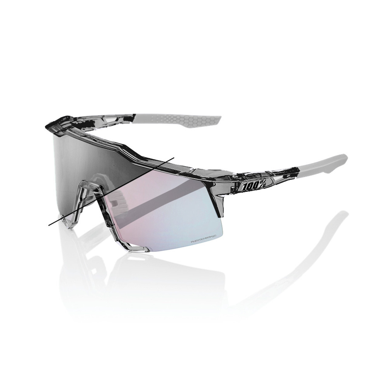 100% Speedcraft Zonnebril Grijs met  Rose Gold Mirror Photochromic Lens
