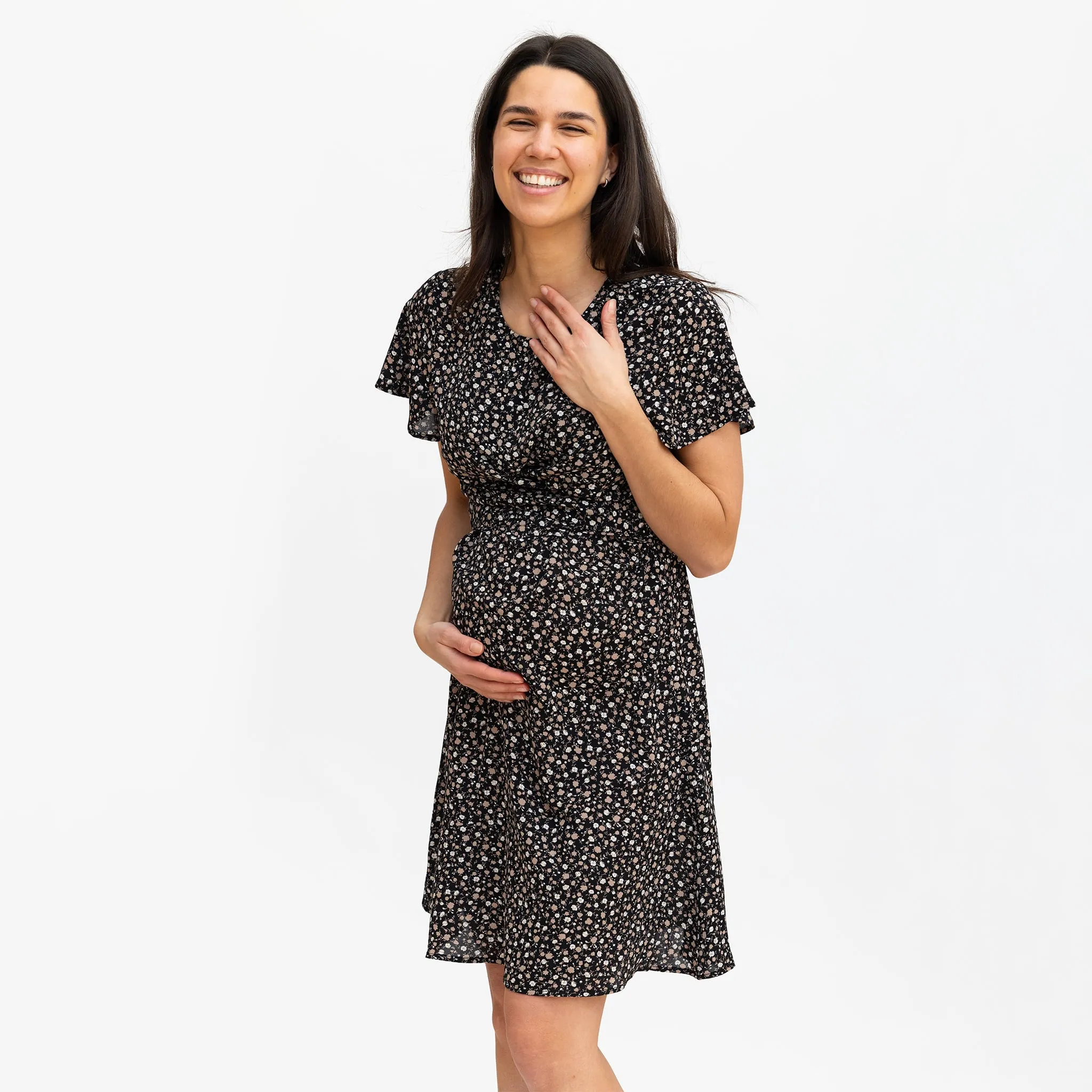 Bella Maternité Robe Fleurs Noir