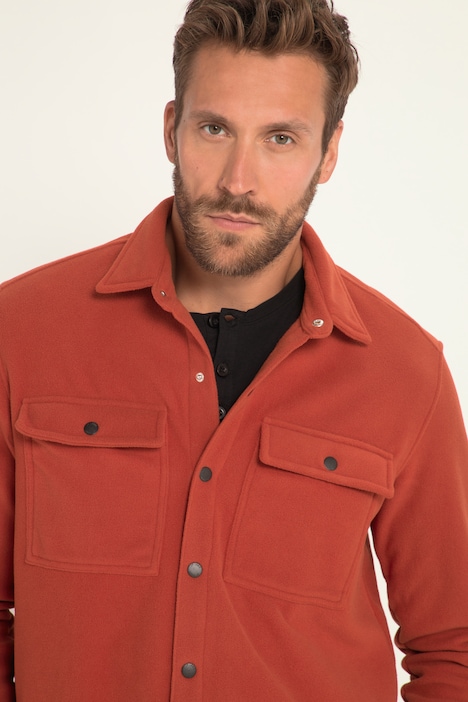 Overshirt, Langarm, Hemd, Kentkragen, Fleece, bis 8 XL