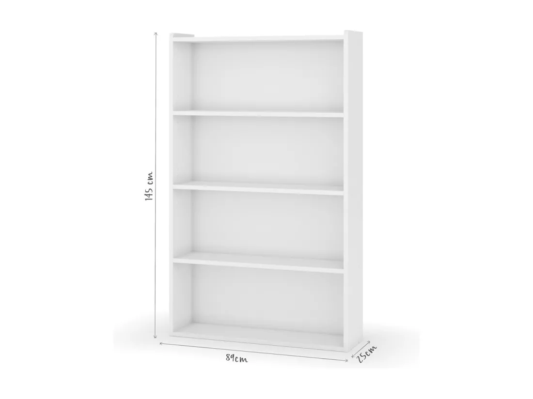 Bibliothèque étagère bois massif blanc SIDNEY