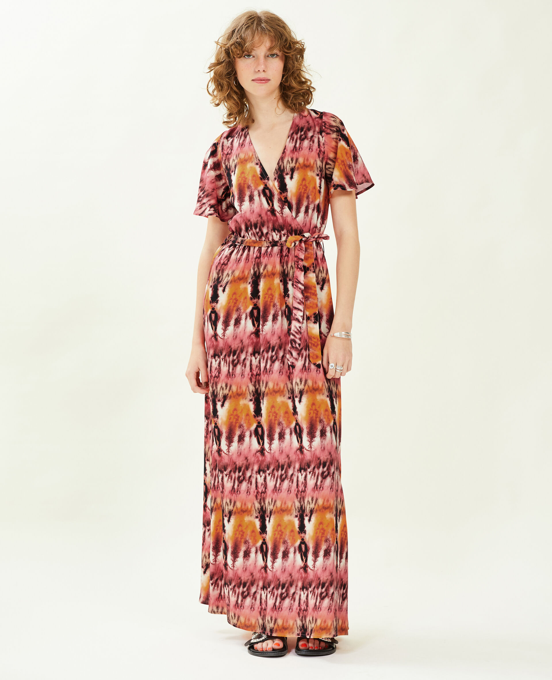 Robe longue encolure croisée - Rouge