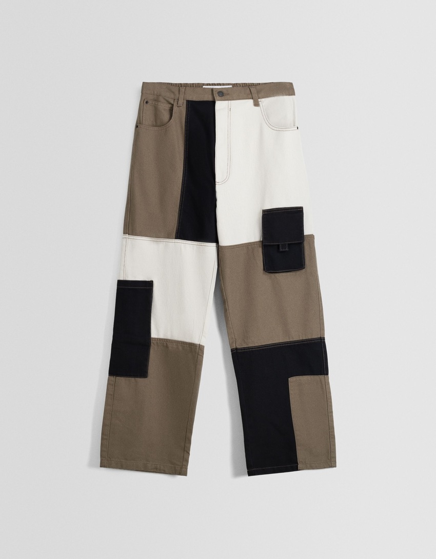 calça cargo color block