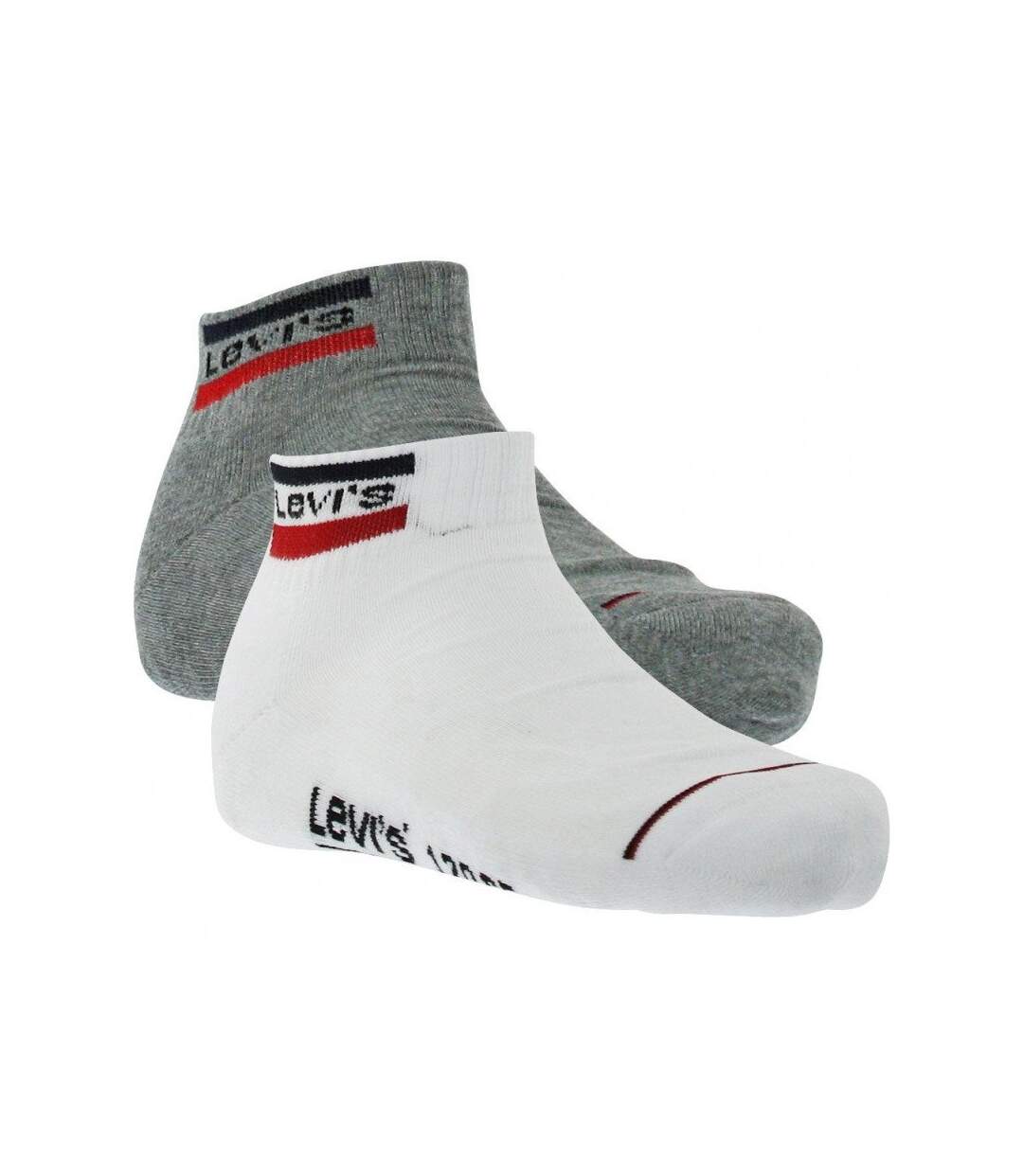 LEVI'S Lot de 2 paires de Socquettes Mixte Coton OLYMP Blanc Gris