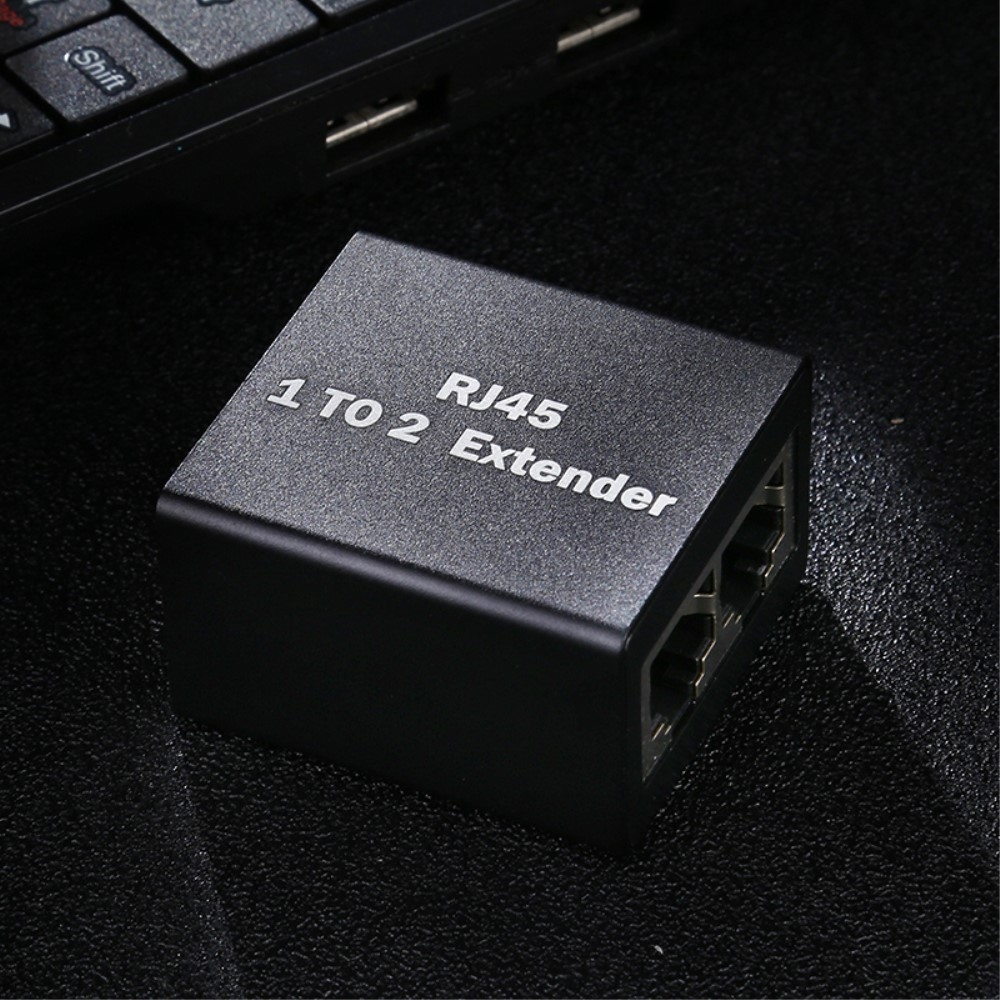 (2er Set) Ethernet LAN RJ45 Netzwerk Adapter Splitter Cat5 - Schwarz