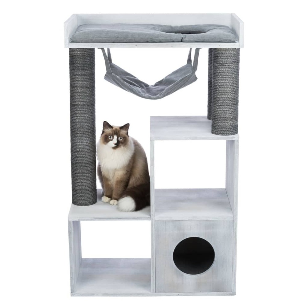 Griffoir pour chat avec fonction d'étagère 72x38x110 cm gris