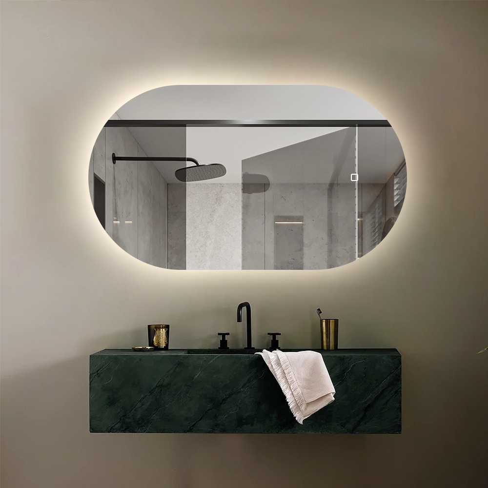 Saniclear Parma ovale spiegel met LED-verlichting en spiegelverwarming 100x50cm