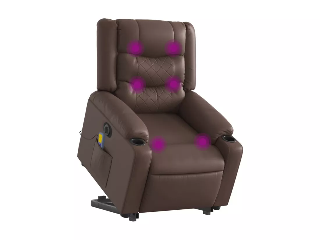 Fauteuil inclinable massant électrique gris similicuir