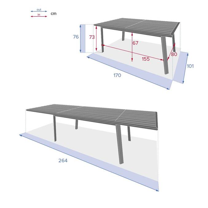 Table de jardin extensible PAVANE Graphite