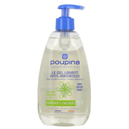 Poupina gel lavant anti irritation : toilette et bain de bébé