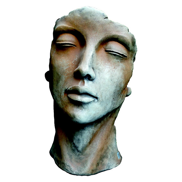 Statue Visage Femme effet rouille H.50 cm
