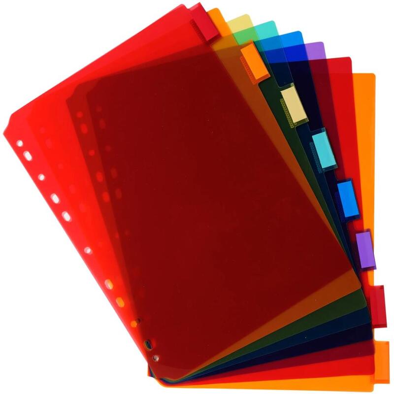 Intercalaires A4 PP transparent couleurs avec porte étiquette 8 positions