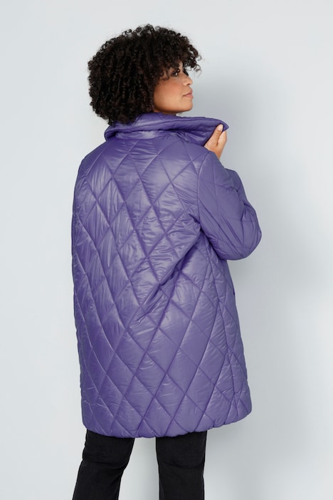 Steppjacke, oversized, Rhombenstepp, 2-Wege-Zipper, Langarm