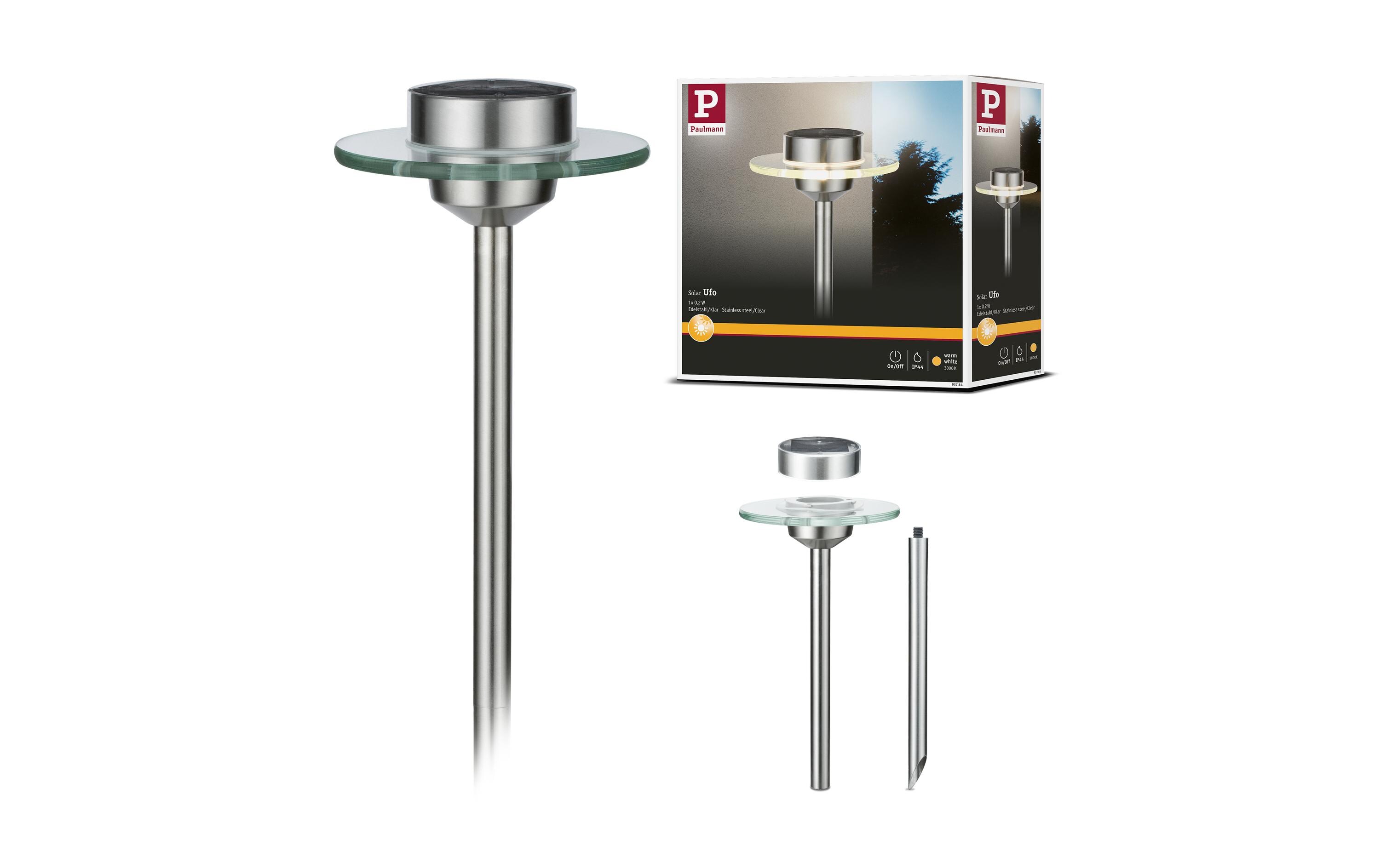 Sockelleuchte LED Solarspiess Special Ufo, 3000K, EdelstahlLED Gartenstrahler