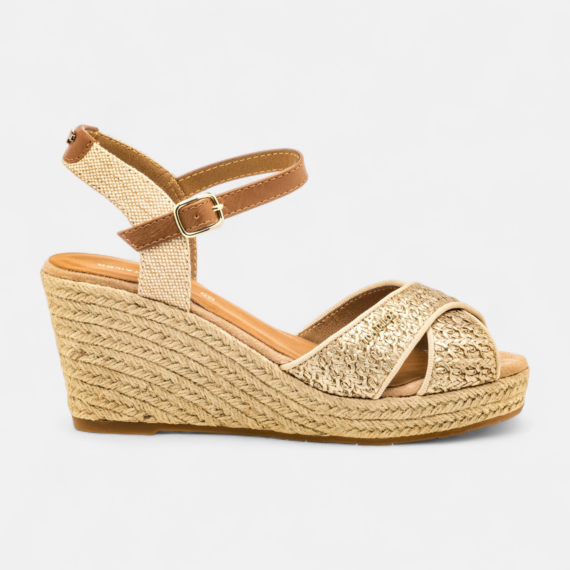 Espadrilles à talon compensé Femme or