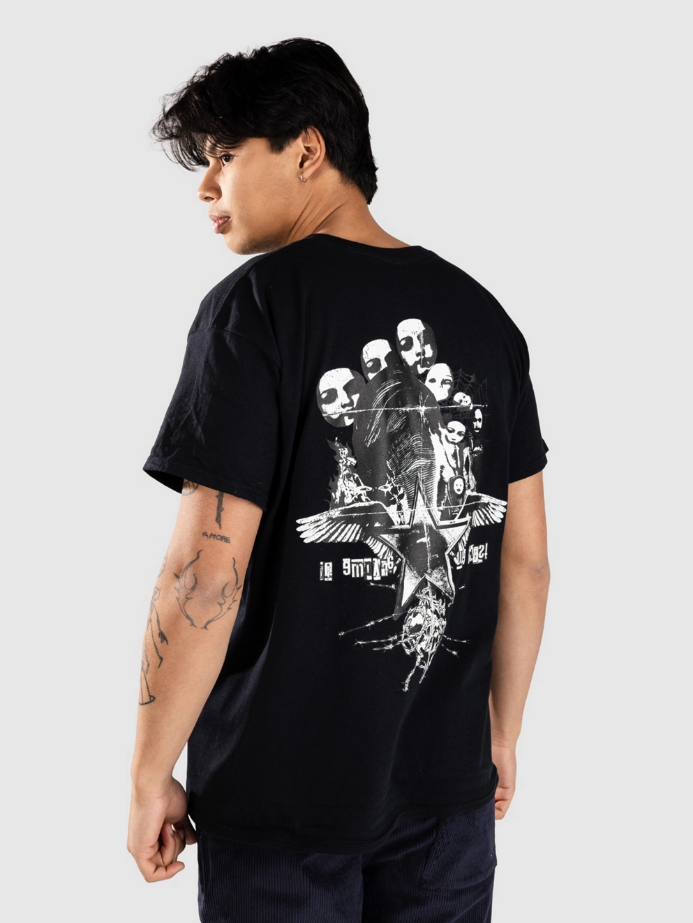 Empyre Dark Punk Collage T-Shirt washed black