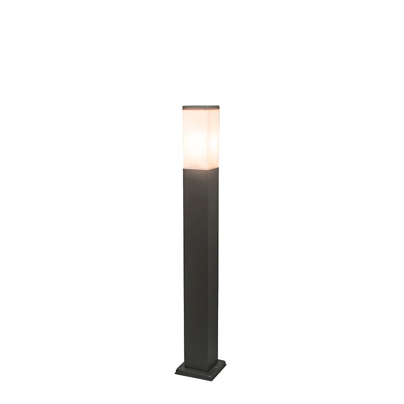 Moderne buitenlantaarnpaal, donkergrijs met opaal, 80 cm, IP44 - Malios