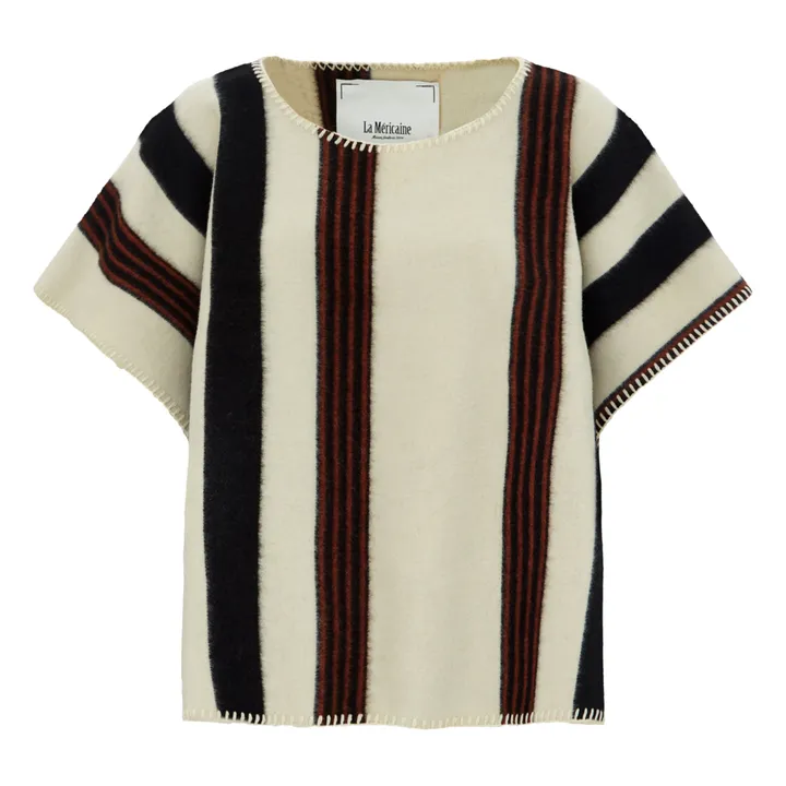 La Méricaine Poncho Long Blackfeet Laine Recyclée | Ecru