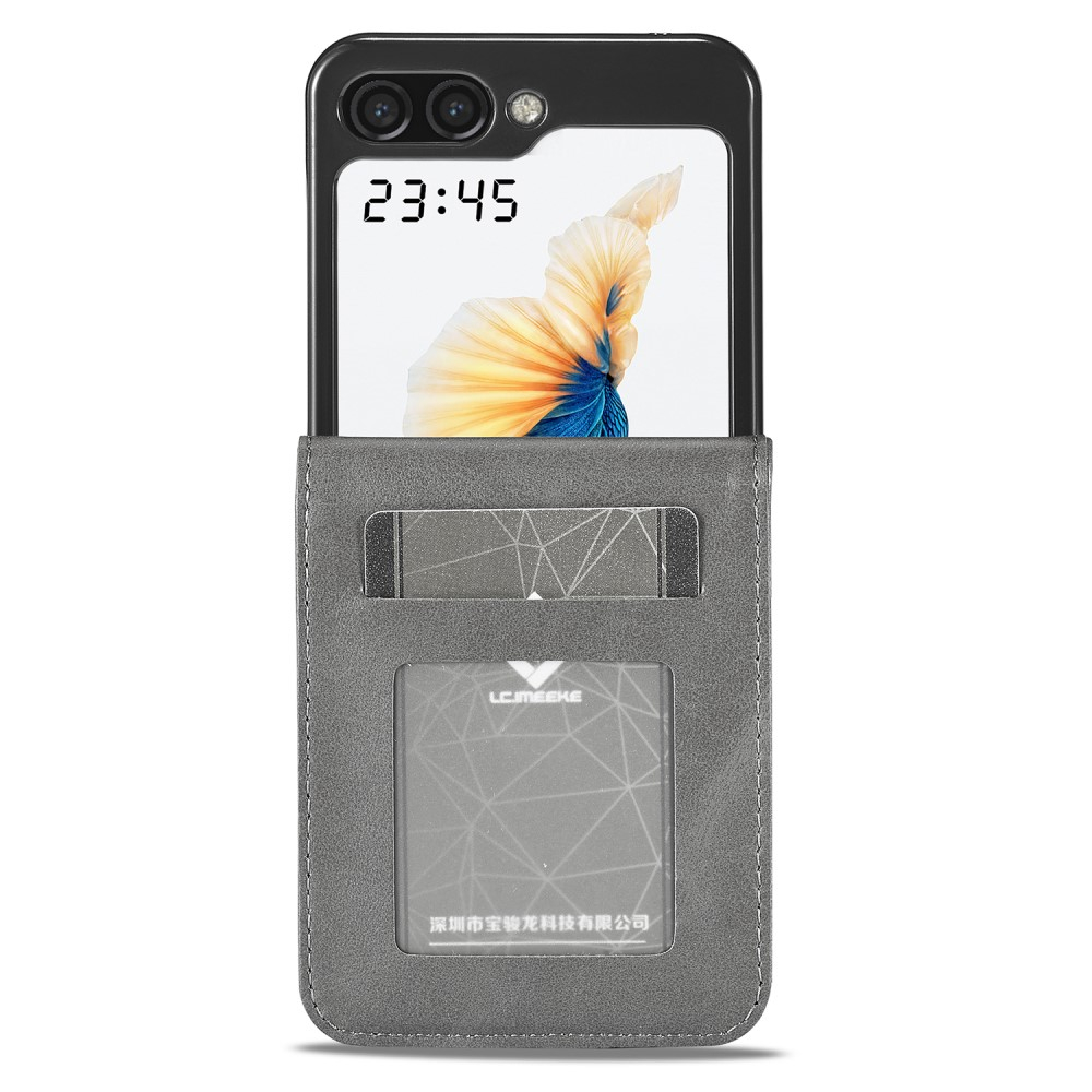 Samsung Galaxy Z Flip7 FE / Z Flip6 Vintage Leder Tasche Flip Cover Fashion Design - Grau
