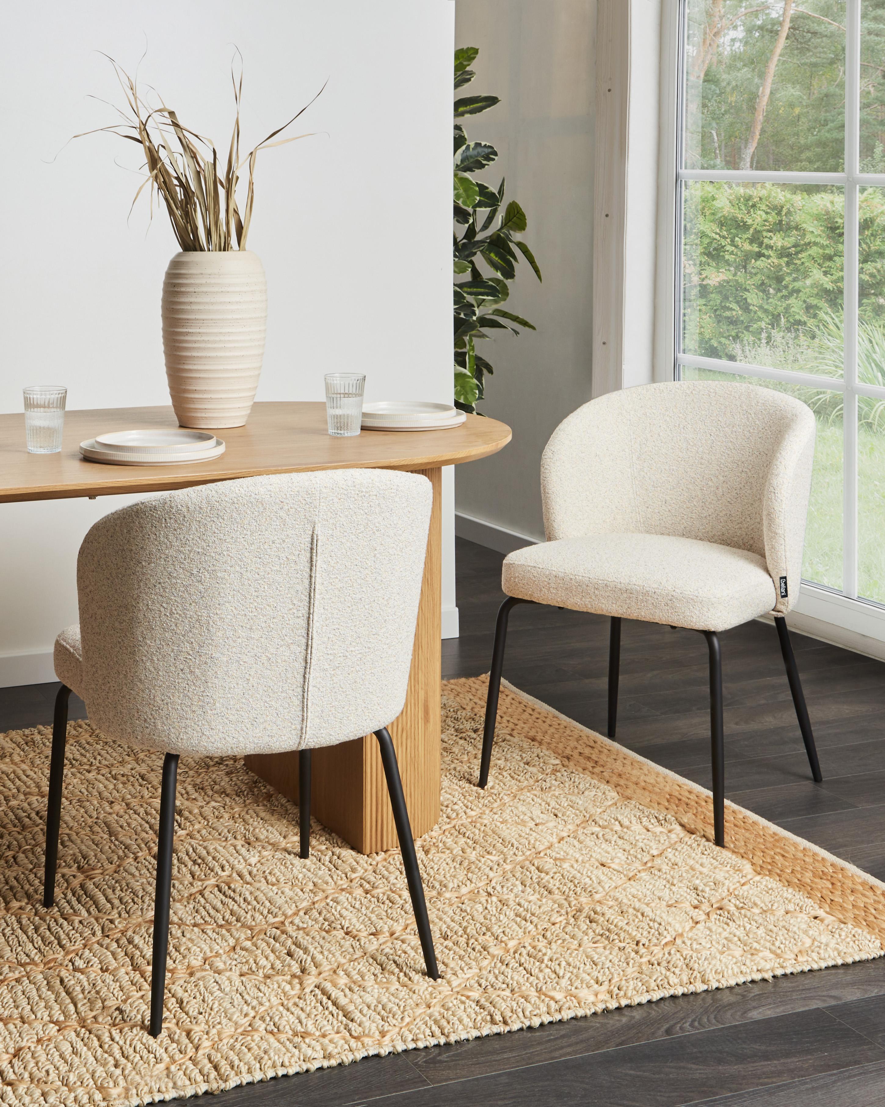 Set van 2 eetkamerstoelen ZANA Bouclé Lichtbeige