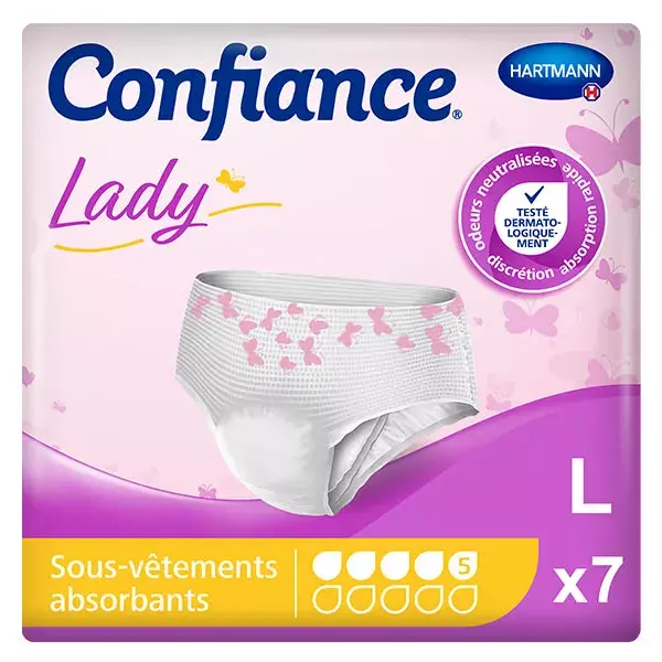 Calcinha feminina Hartmann Confiance com 5 gotas de Aloe Vera, tamanho G, 7 unidades