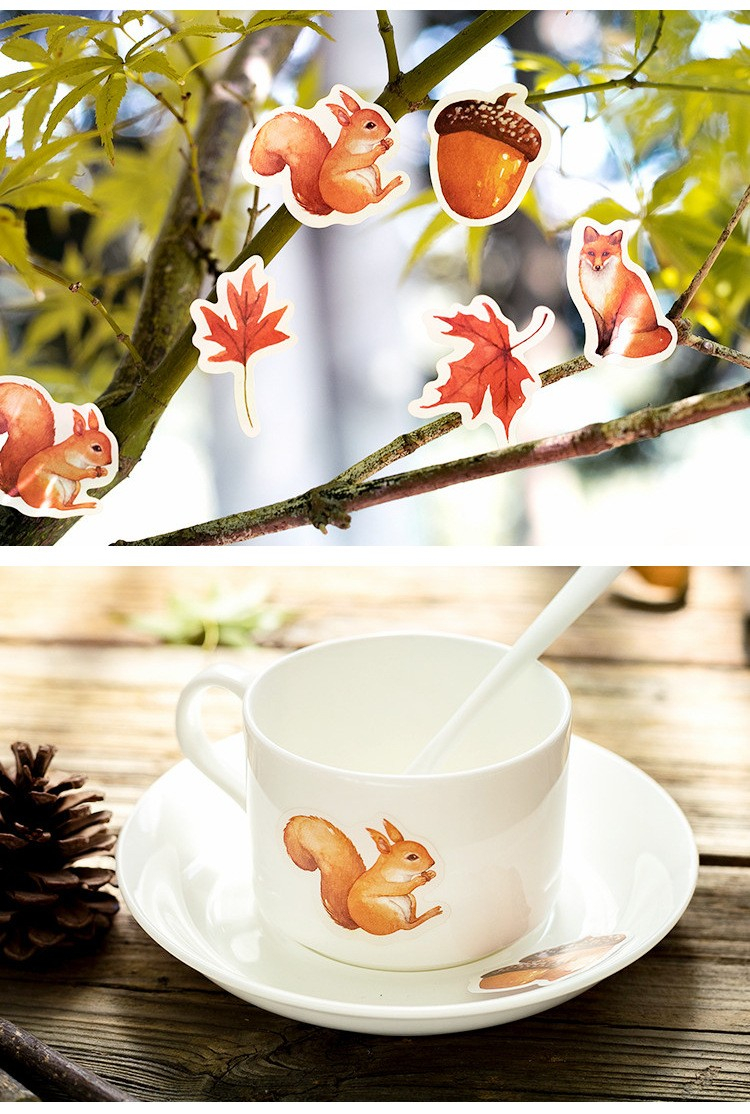 (46er Set) Herbst Sticker Selbstklebende Etiketten Wald Aufkleber