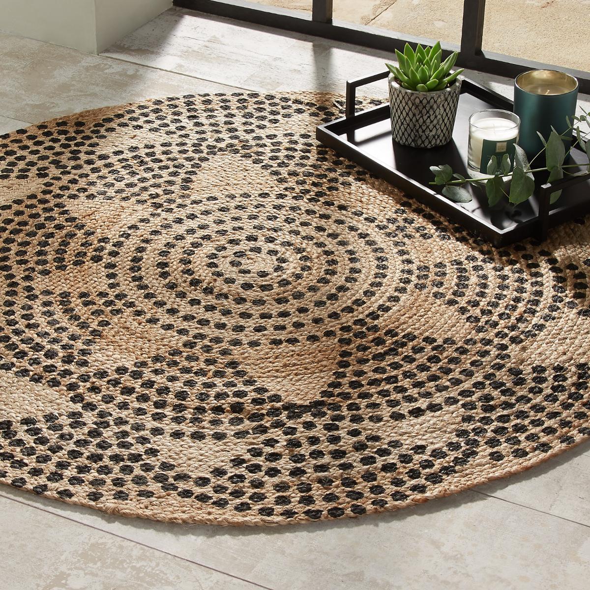TAPIS JUTE ROND IMPRIME LIVIN D.120CM