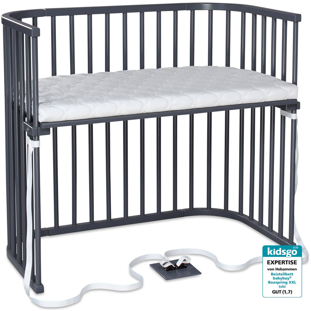 Køb babybay® Bedside Crib Grå Varnished Boxspring Xxl Co-Sleeper Babyseng