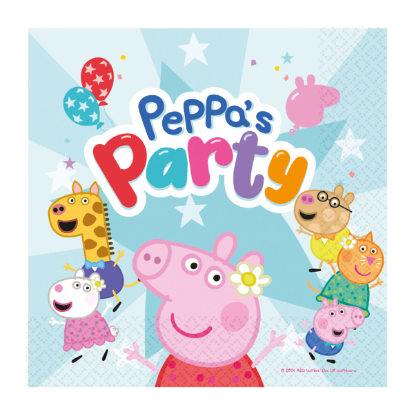 (16er Set) 33x33cm Einweg Servietten Kinder Geburtstags Party Tisch Deko Lizenziert ( 728.9906331) - Peppa Pig