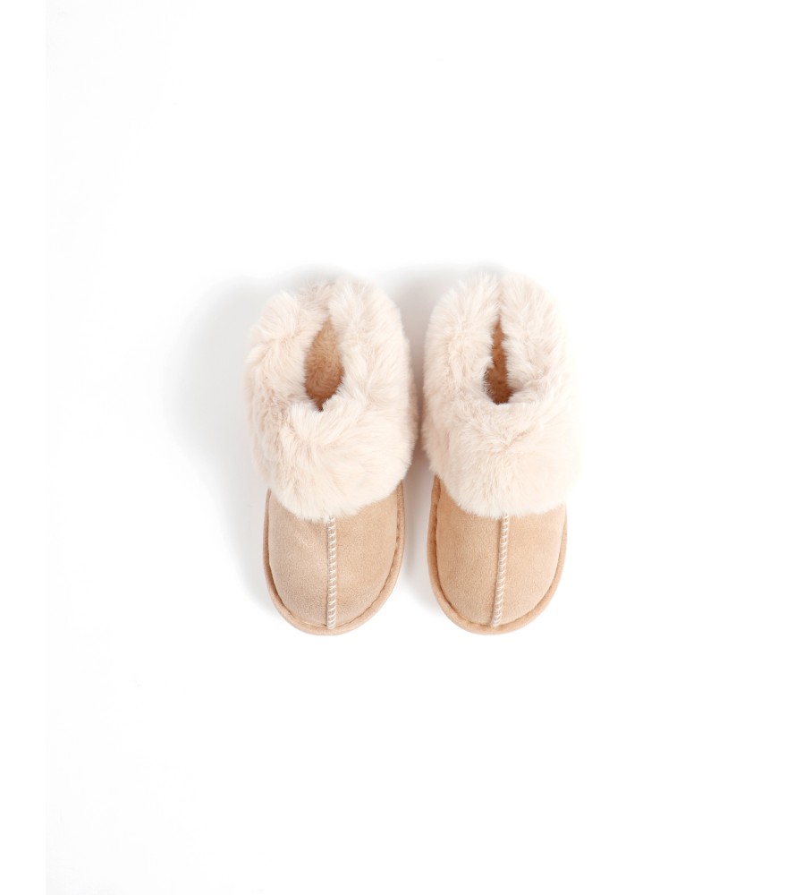 Pantufas Admas em camurça bege