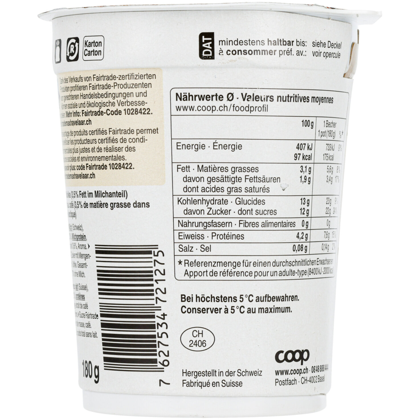 Fairtrade Joghurt Mokka 2x180g -