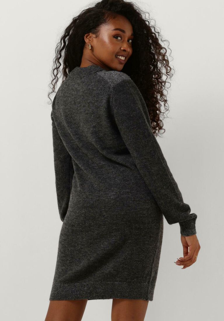 SCOTCH & SODA donkergrijze scotch & soda mini jurk relaxed v neck knitted dress