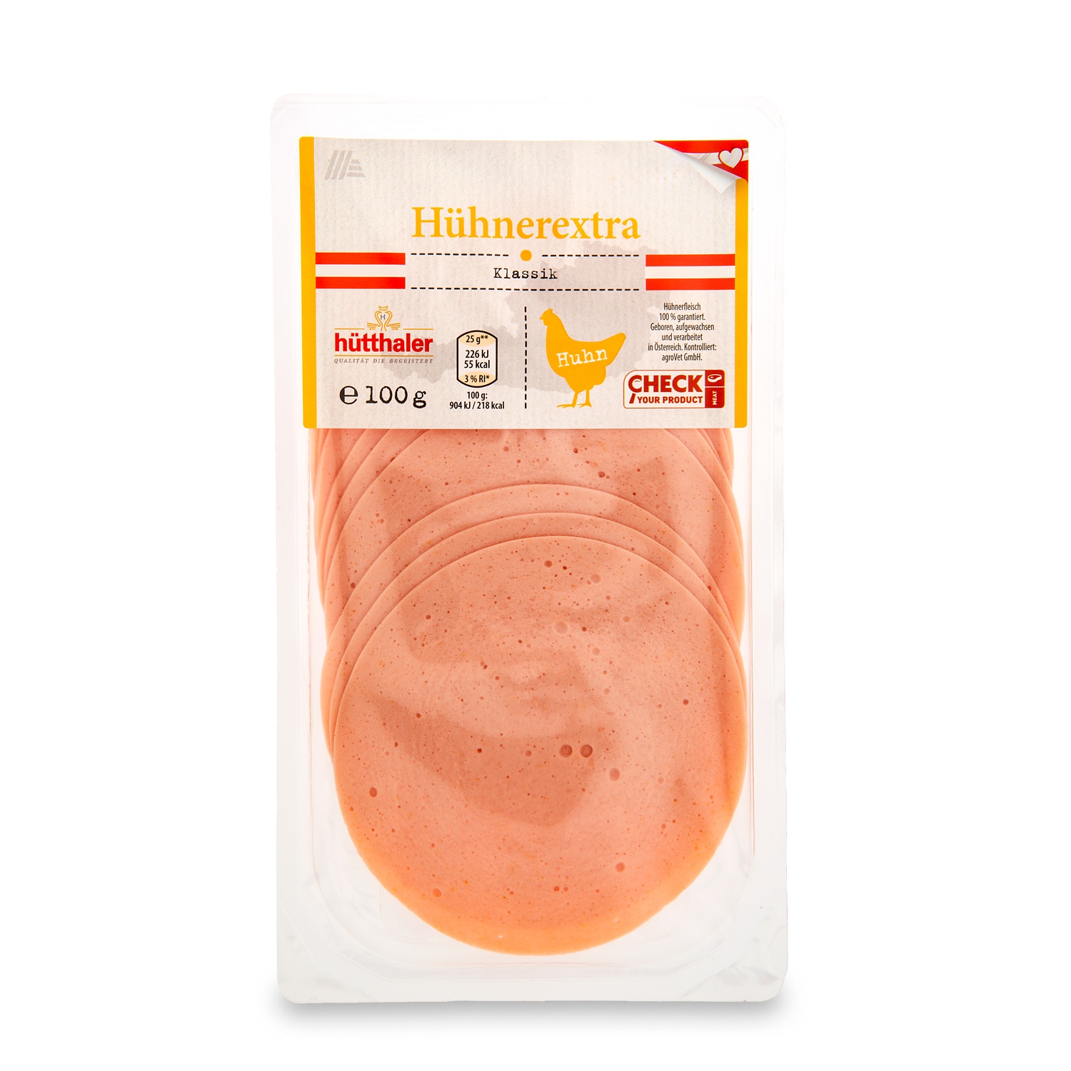 GENUSS 100% AUS ÖSTERREICH Hühner-Extrawurst, Klassik 100 g