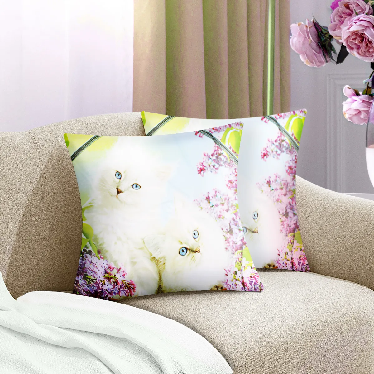 Avizar Housses Motif Chat Blanc
