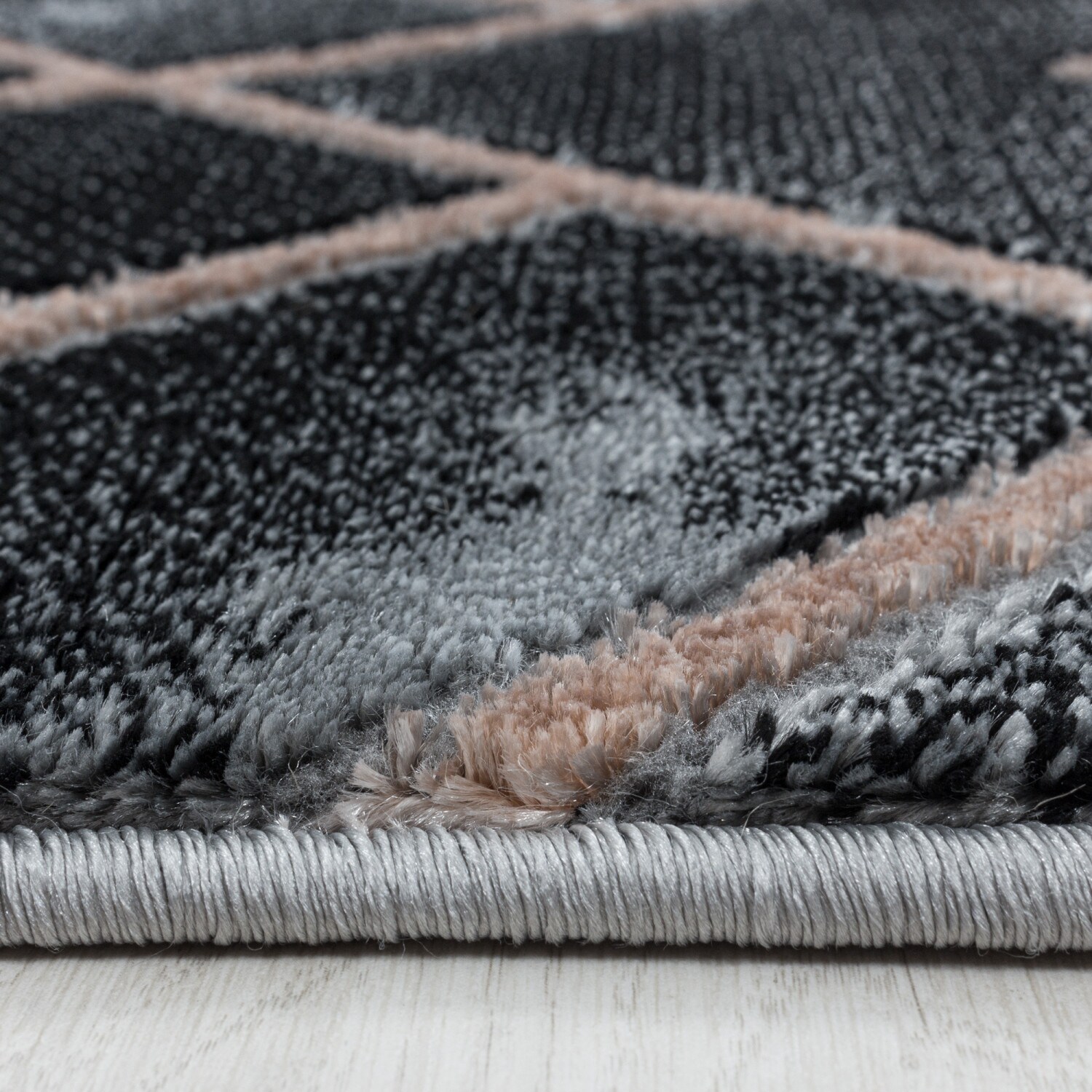Modern Designer Teppich, Kurzflor Rauten, Marmor Optik, Rechteckig, Pflegeleicht