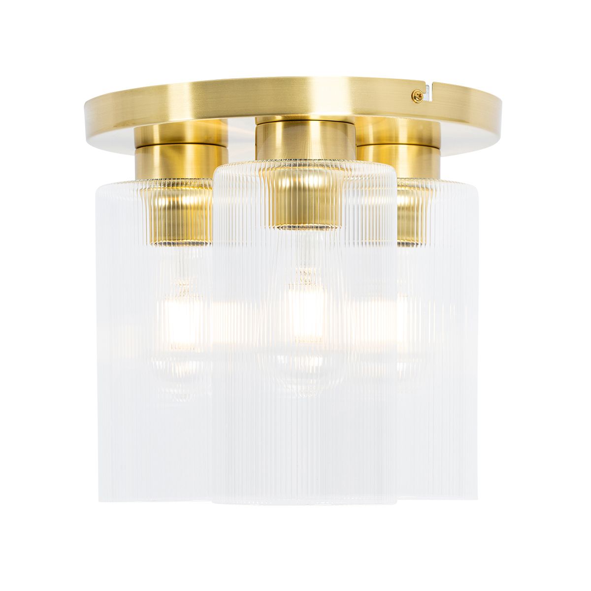 Art Deco plafondlamp goud met glas 3-lichts - Laura