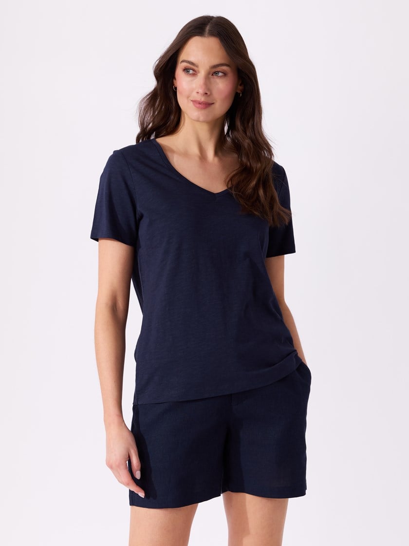 Ava v-hals t-skjorte Mood Indigo