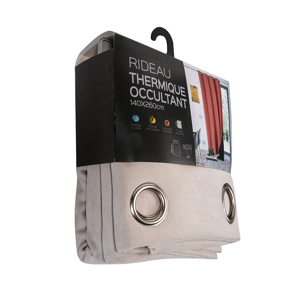 Rideau thermique occultant GALENA naturel 140x260cm