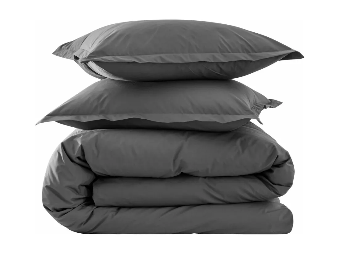 Parure de lit coton percale Anthracite 240x220 - SOMEO - MORPHEE