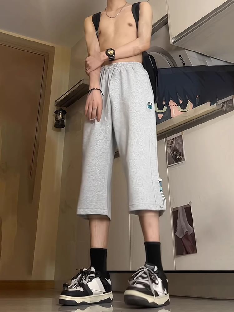 Posive - Capri-joggingbroek met trekkoord in de taille en applicatie