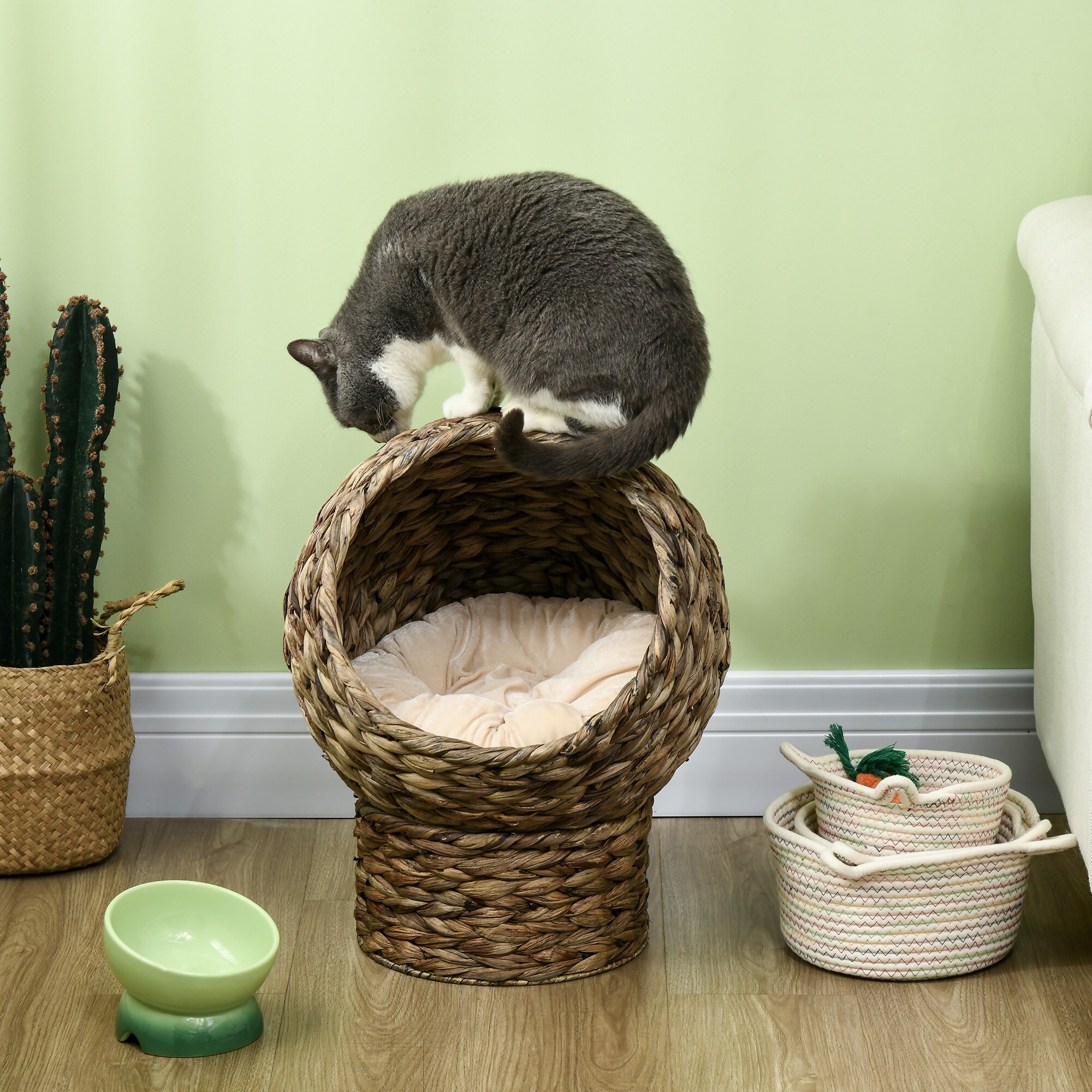 PawHut Katzenkorb mit Kissen 42 x 33 x 52 cm (LxBxH)