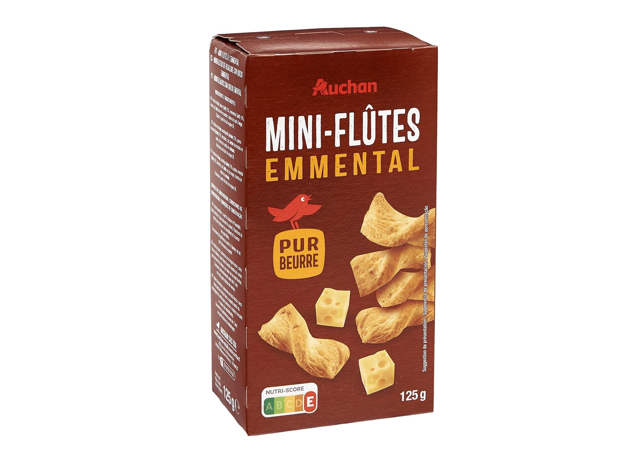 MINIFOLHADOS AUCHAN QUEIJO EMMENTAL 125G