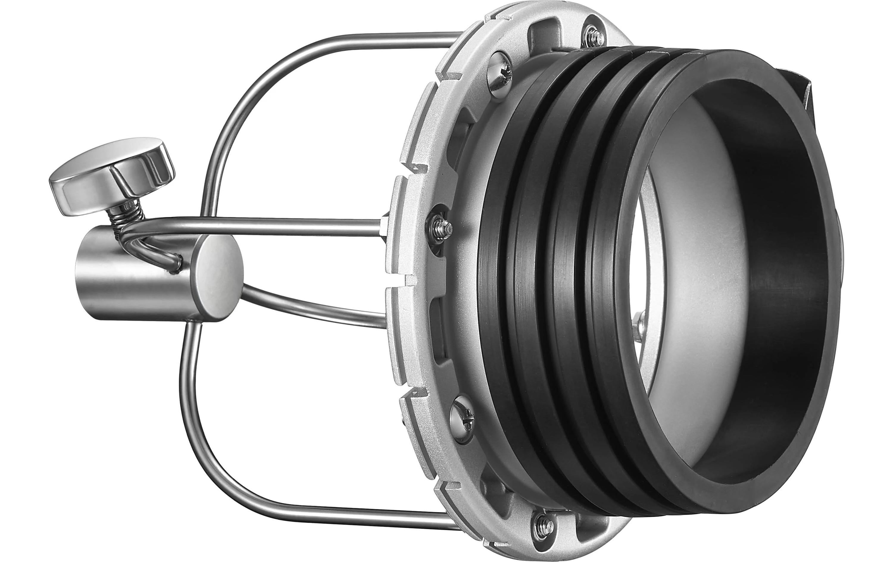 Adapter PF-PM mit Profoto-Halterung<br>Zur Montage von Blitzen und Lichtern mit Profoto-Halterung an der Fokussierstange von Godox-Parabolreflektoren
