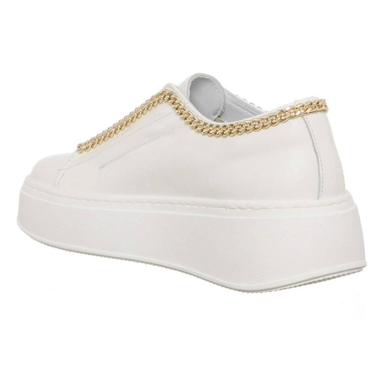 Loretta Pettinari Sneakers en Cuir Rita blanc/doré