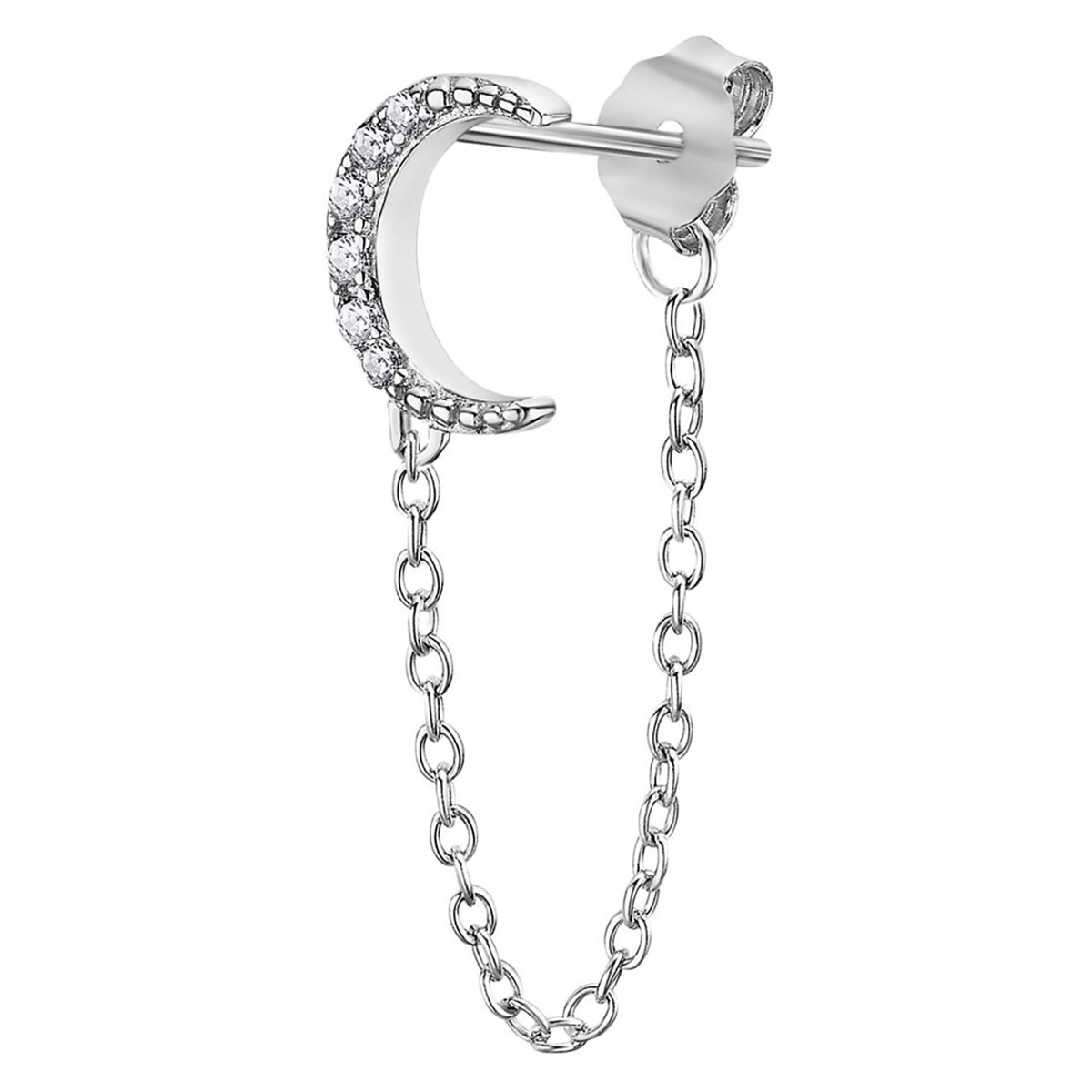 Boucle d'oreille unique Lotus Silver Lune