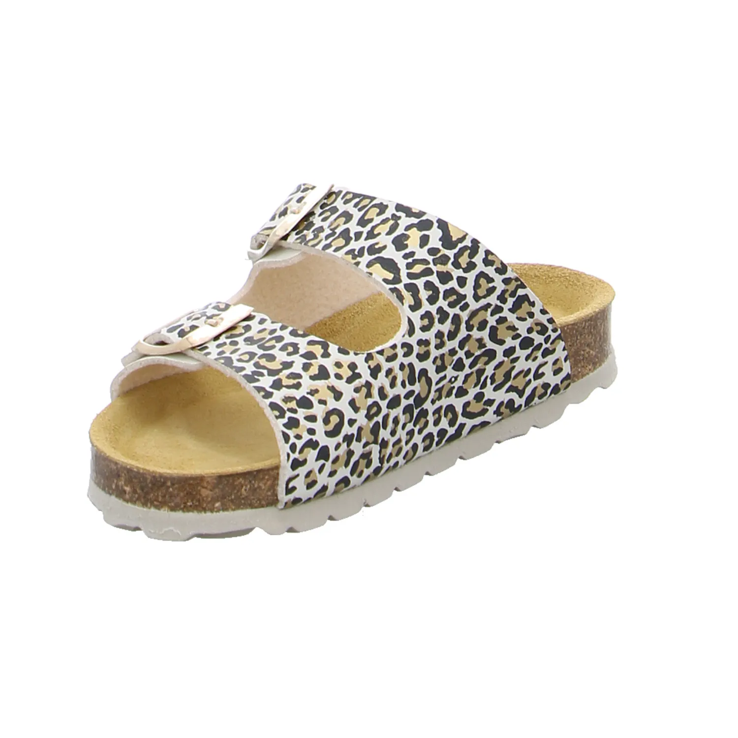 BIOLife Kinder-Pantolette Leopard Lederimitat  Lederdecksohle
