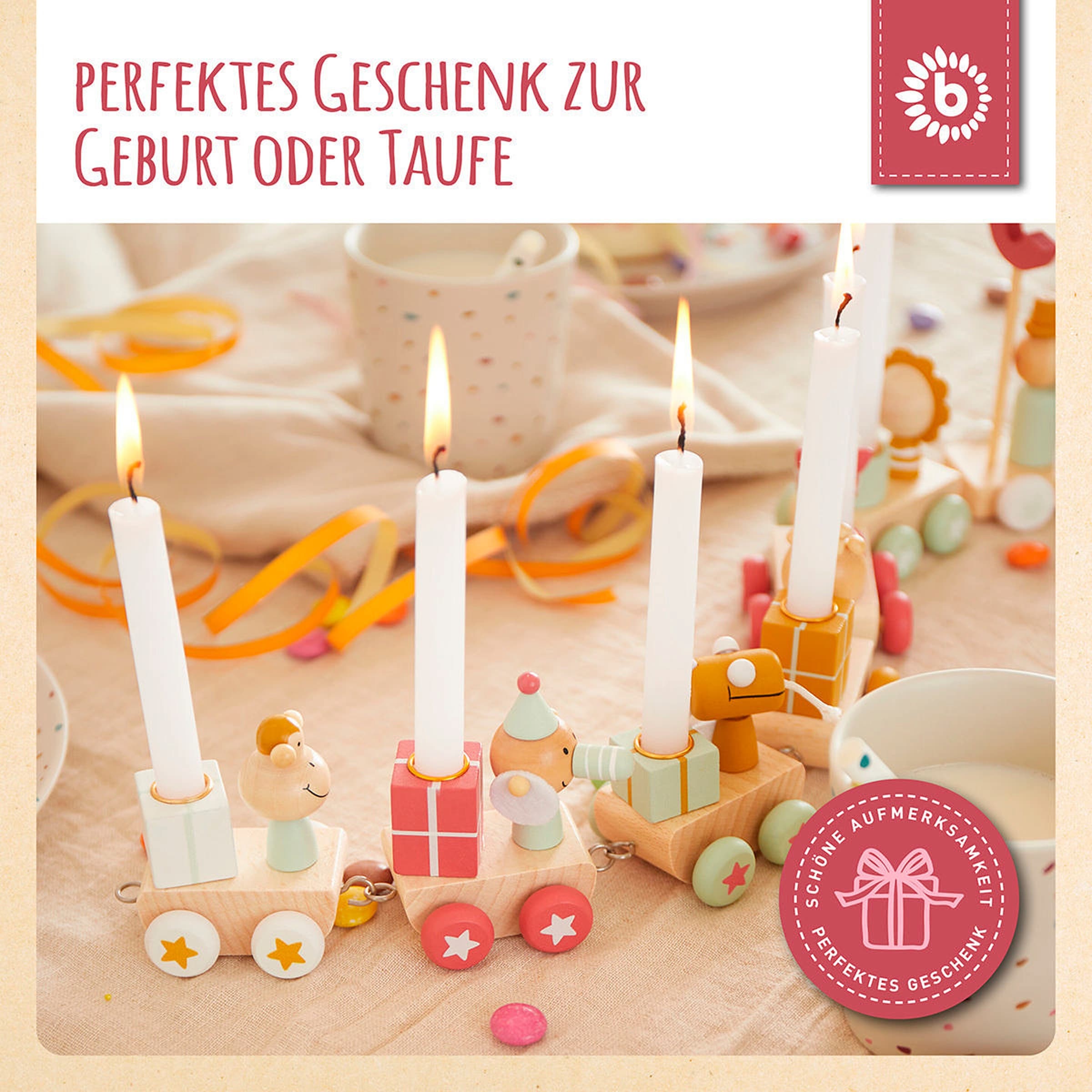 Bieco Geburtstagszug Holz Scandi-Chic Berry 0-99 Jahre Berry