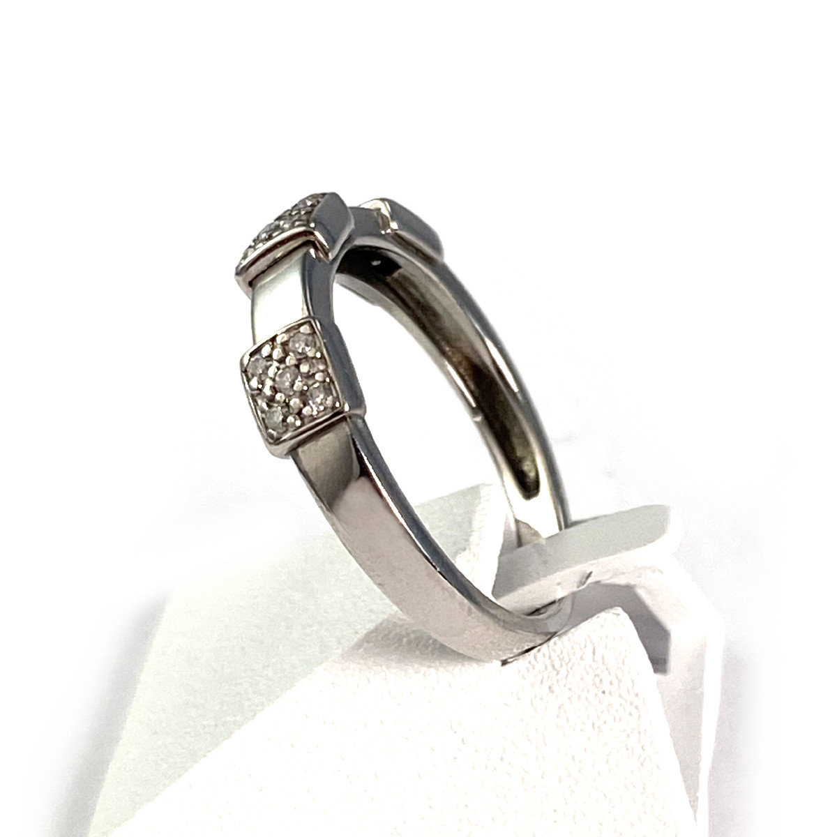 Bague d'occasion or 750 blanc diamants