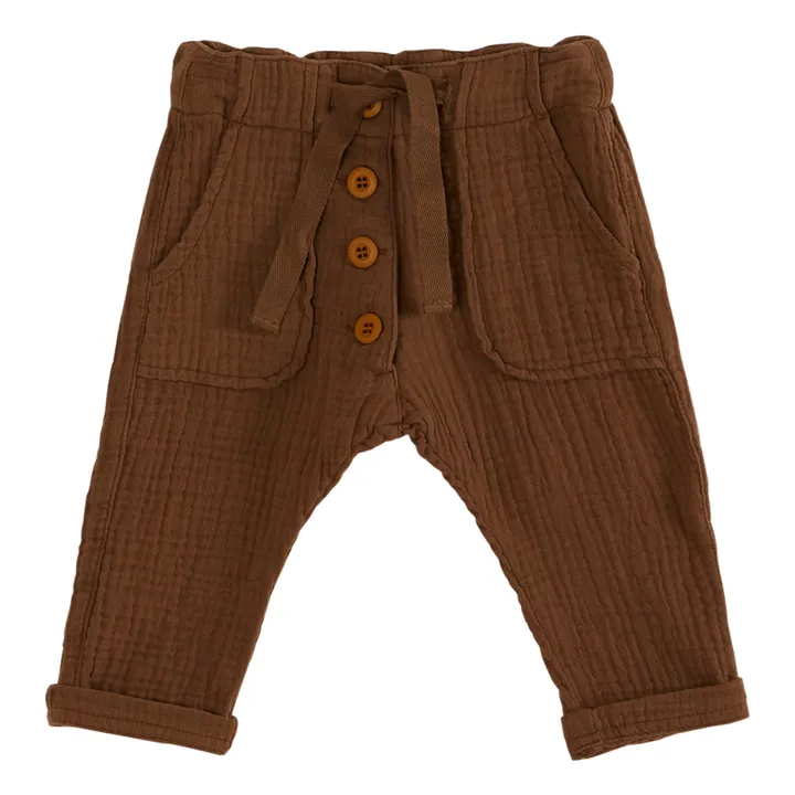 Emile et Ida Pantalon Gaze de Coton | Chocolat